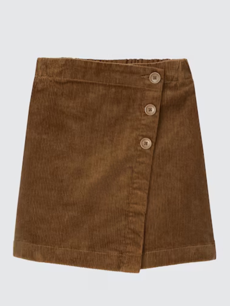 Uniqlo Brown Corduroy Wrap Mini Skort With Button Detail